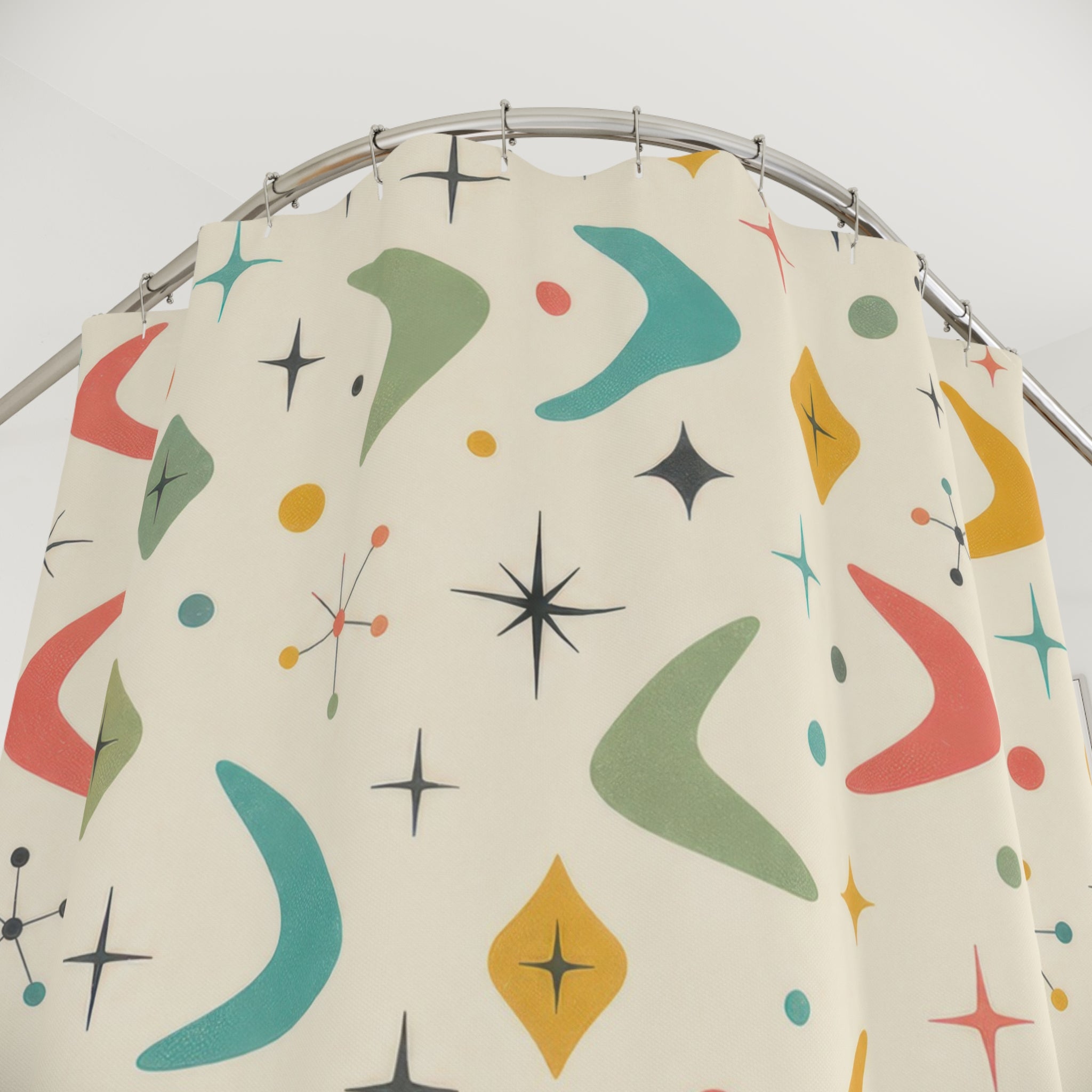 Mid Century Atomic Retro Shower Curtain