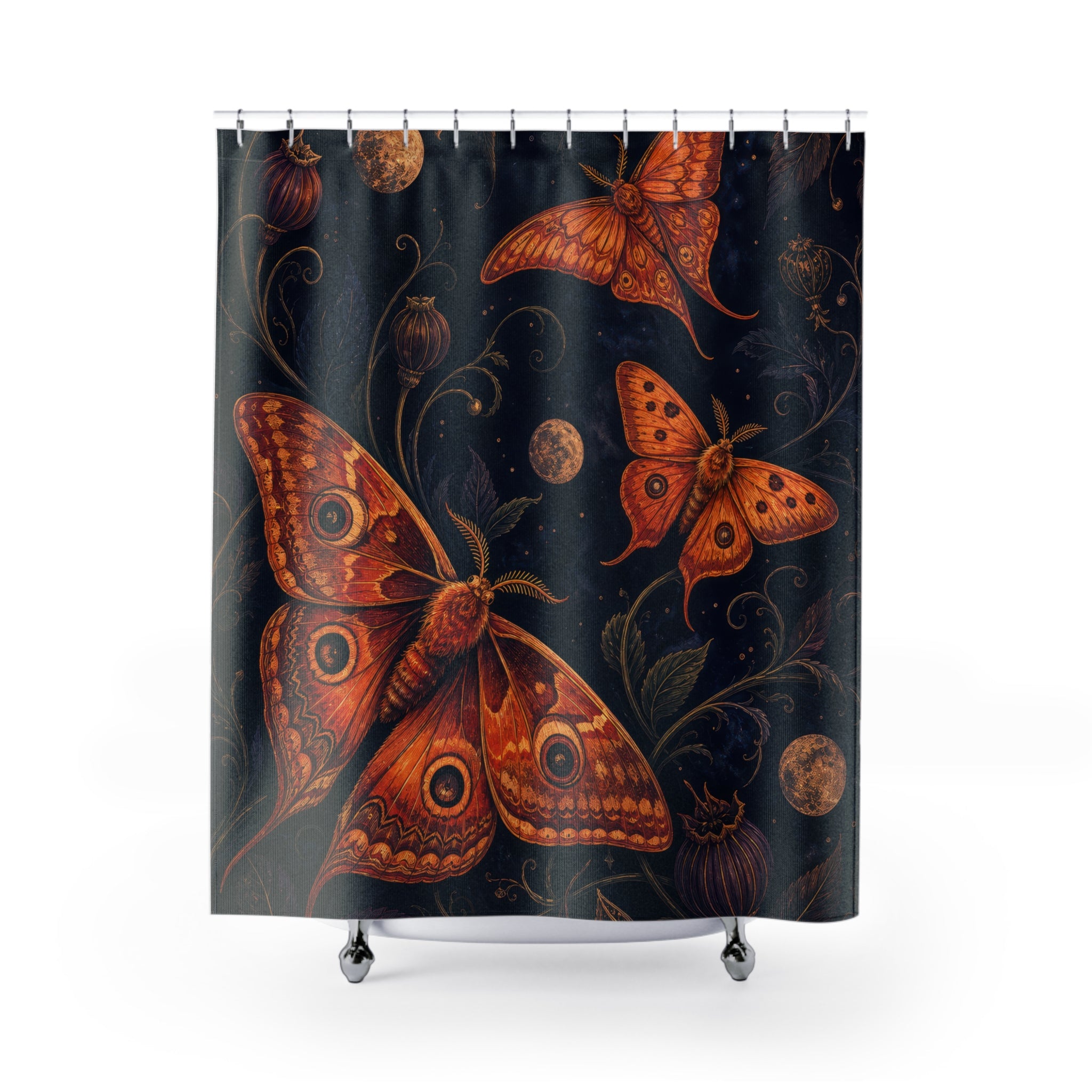 Ember Moth Orange Shower Curtain