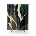 Black Dark Leaf Green Botanical Shower Curtain