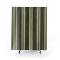 Dark Olive Green Charcoal Stripe Shower Curtain