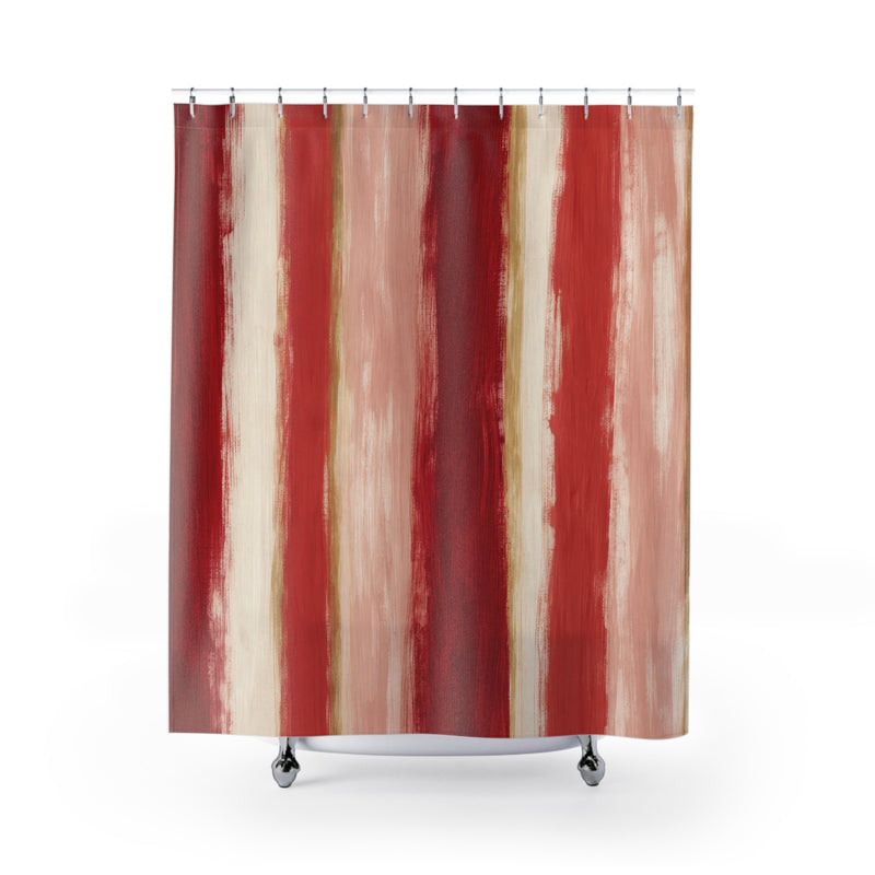 Painterly Red Band Shower Curtain