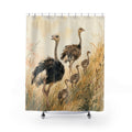 Watercolor Ostrich Family Shower Curtain