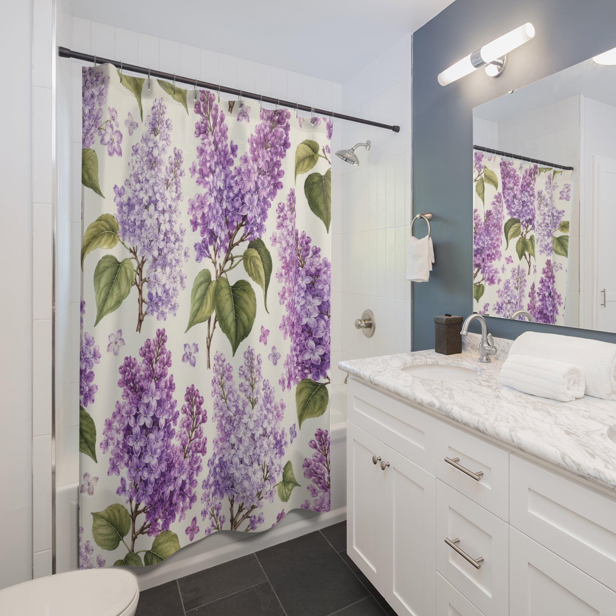 Lilac Shower Curtain: Purple Botanical Garden