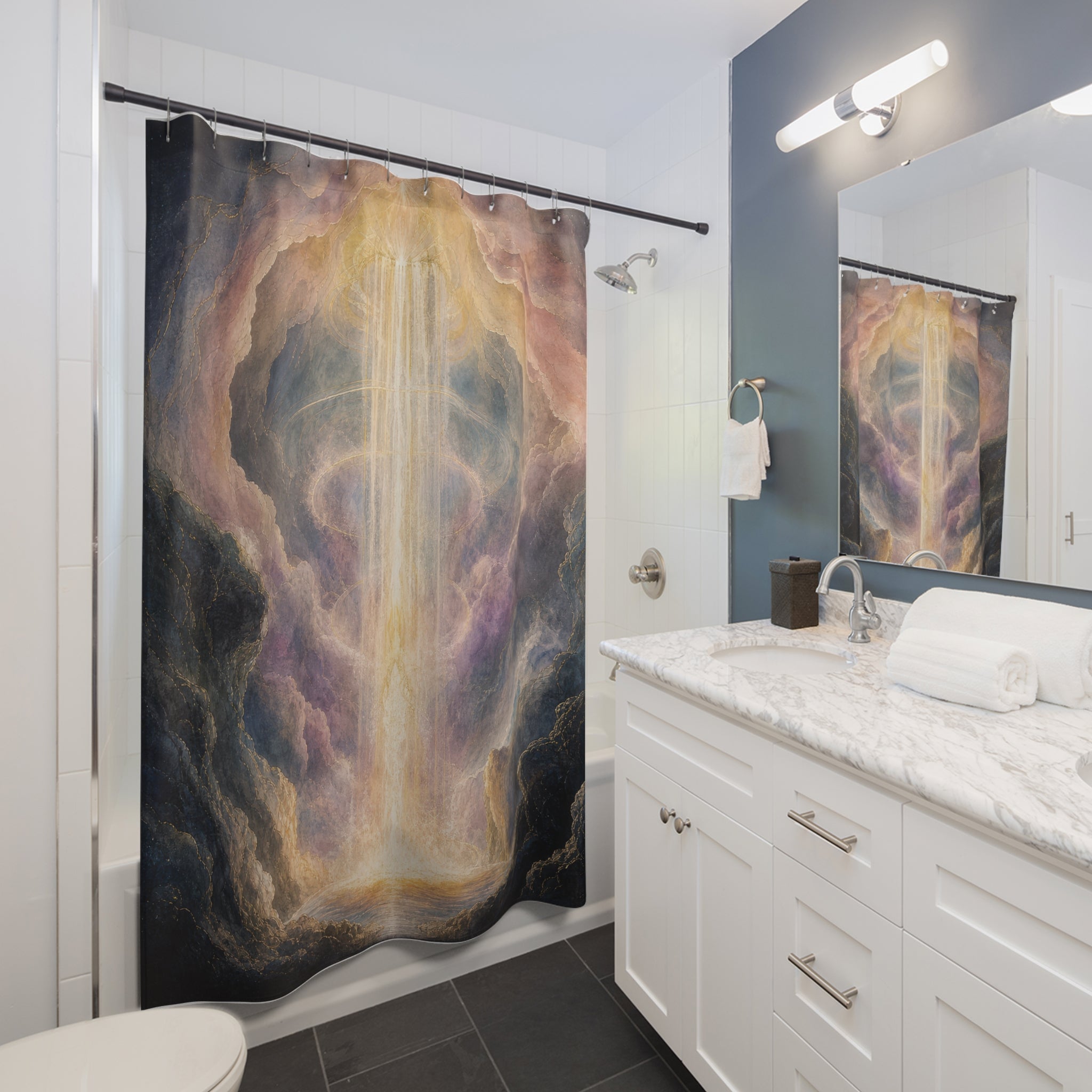 Visionary Light Falls Print Shower Curtain