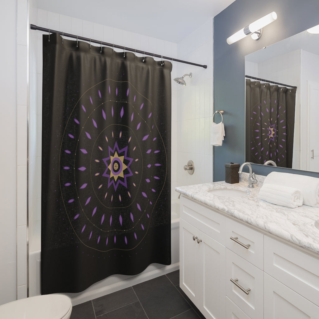Purple & Gold Mandala Shower Curtain – Amethyst Luxe