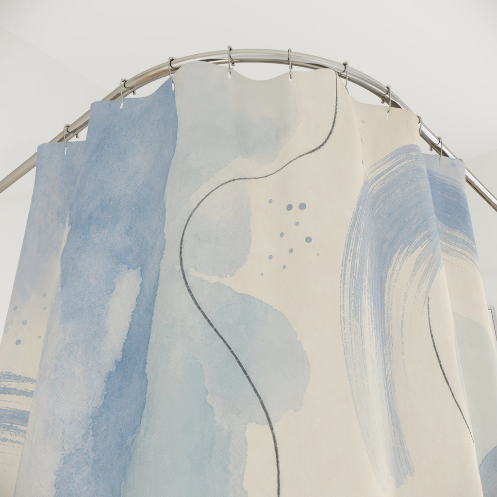 Abstract Light Blue Watercolor Shower Curtain