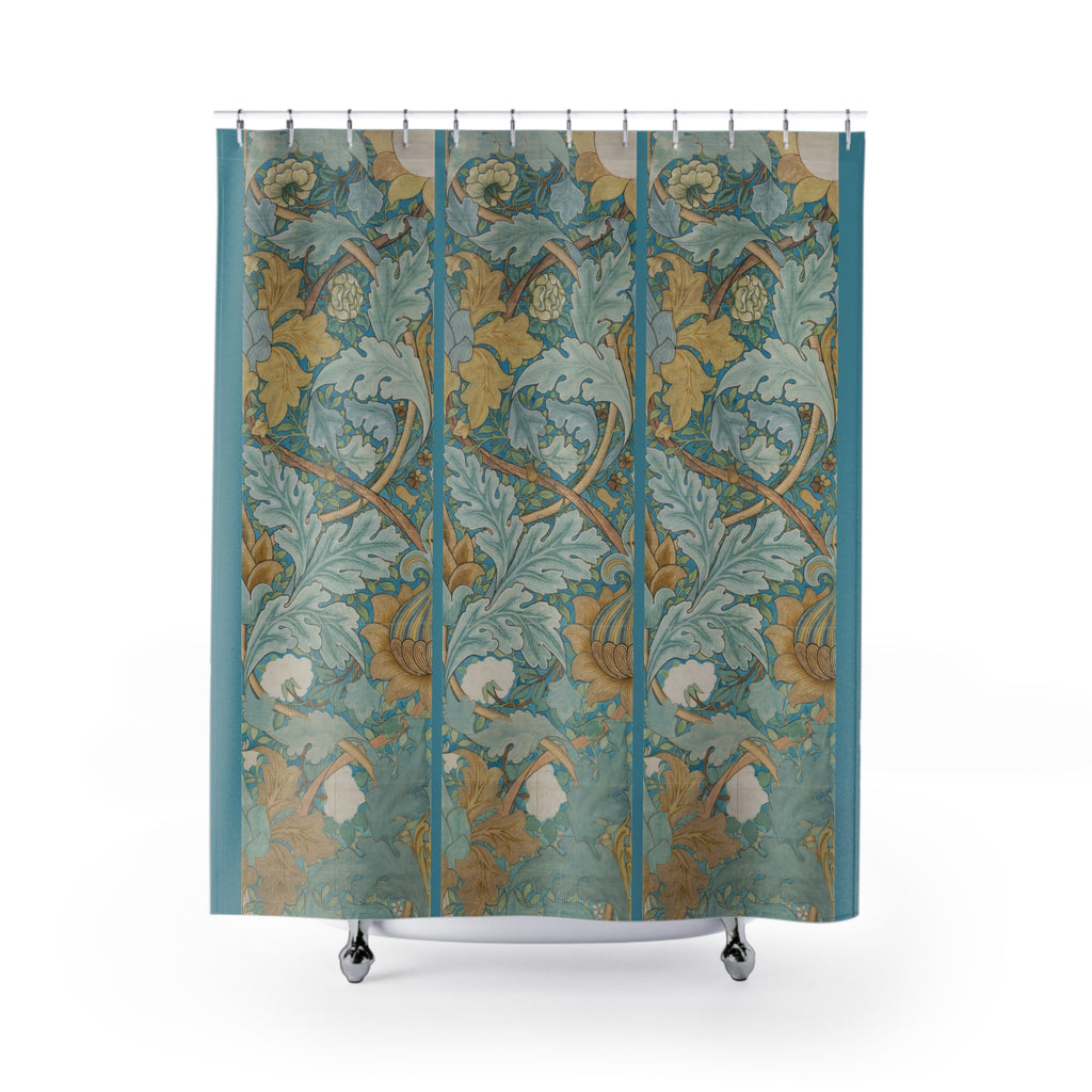 Morris St James Shower Curtain – Tiled Blue & Gold