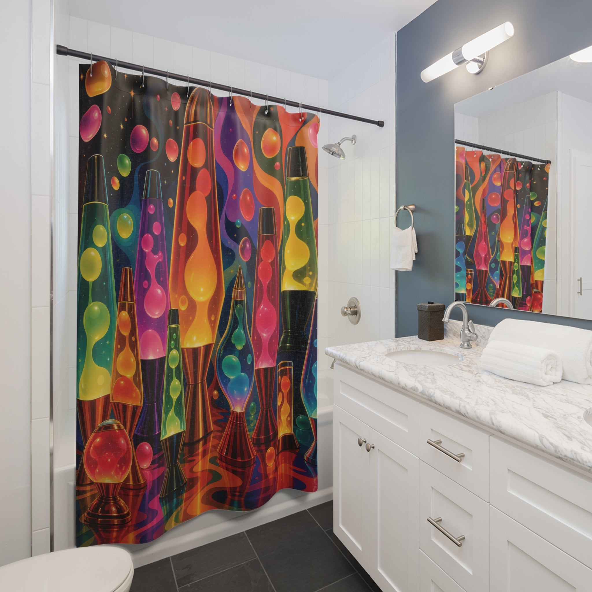 Lava Lamp Shower Curtain: Retro Colorful 70s