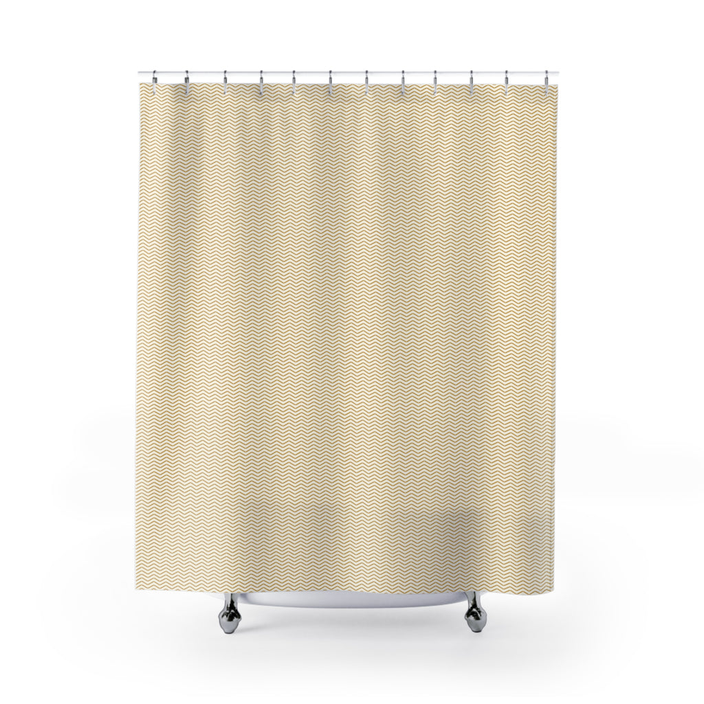 Yellow and White Herringbone Shower Curtain