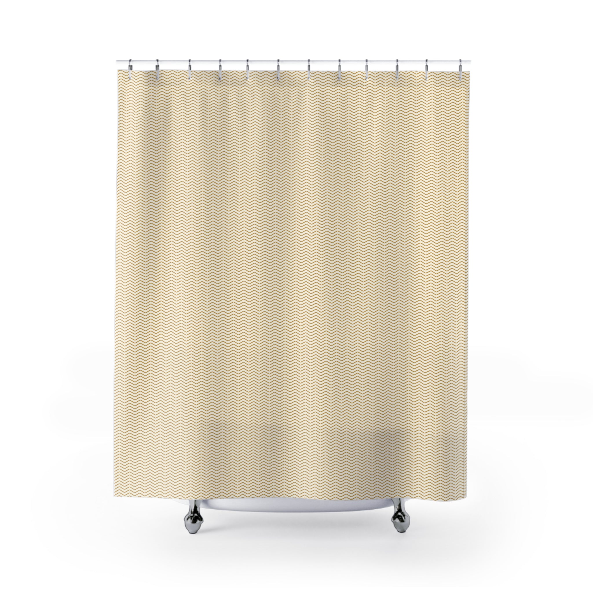 Yellow and White Herringbone Shower Curtain