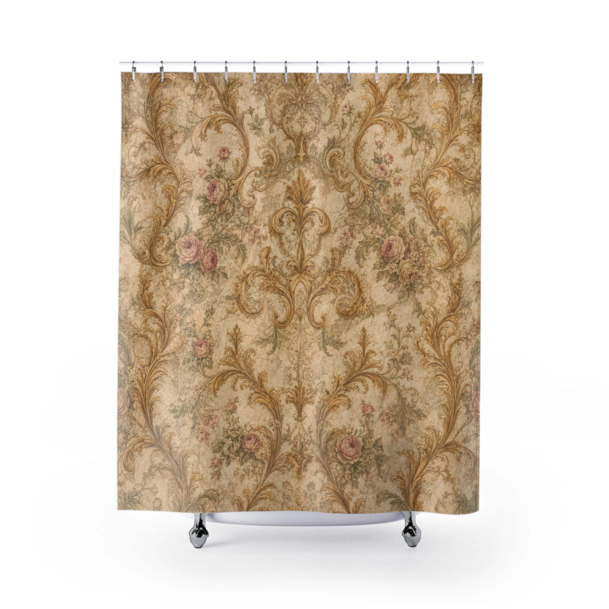 Ivory Gold Filigree Shower Curtain
