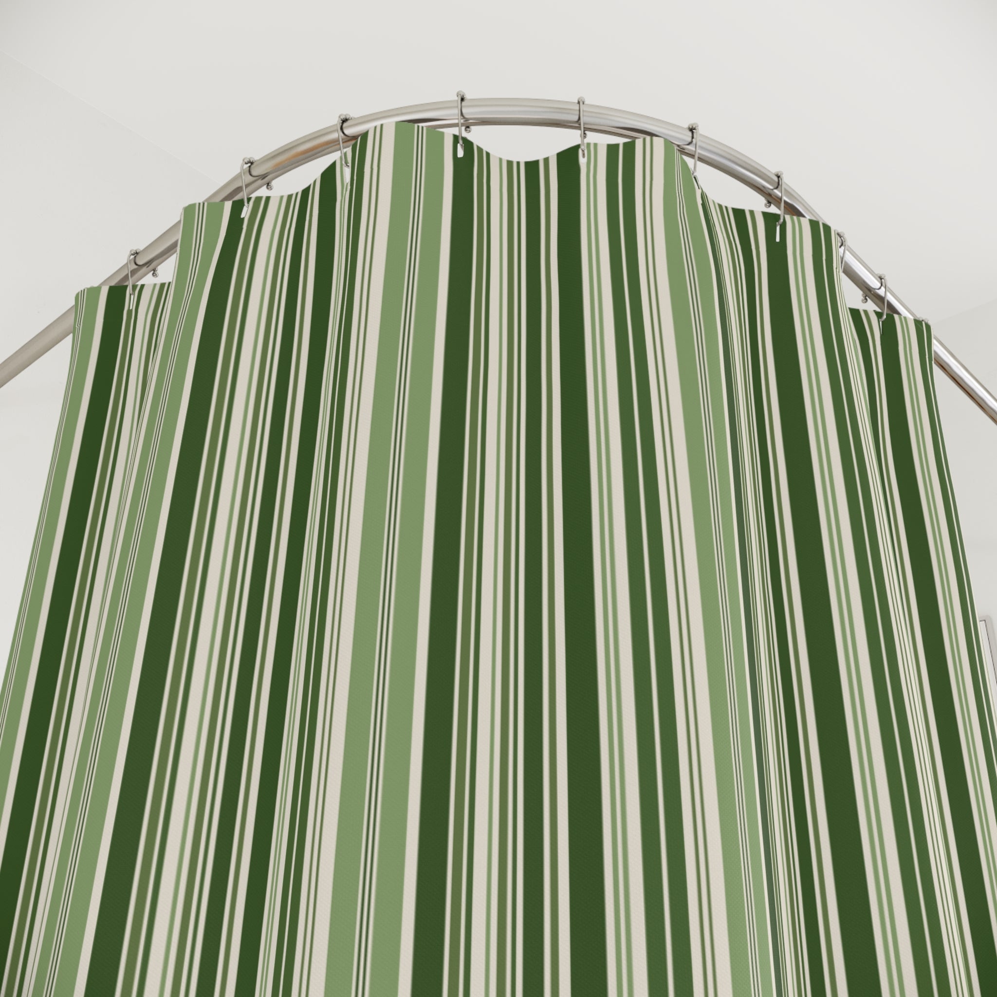 Green Multi Stripe Shower Curtain — Sage Olive