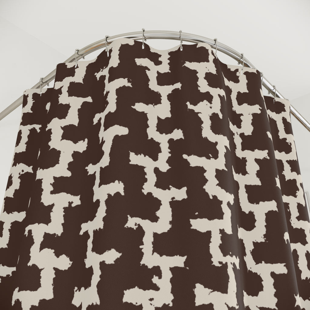 Brown Greek Key Shower Curtain — Chocolate Cream