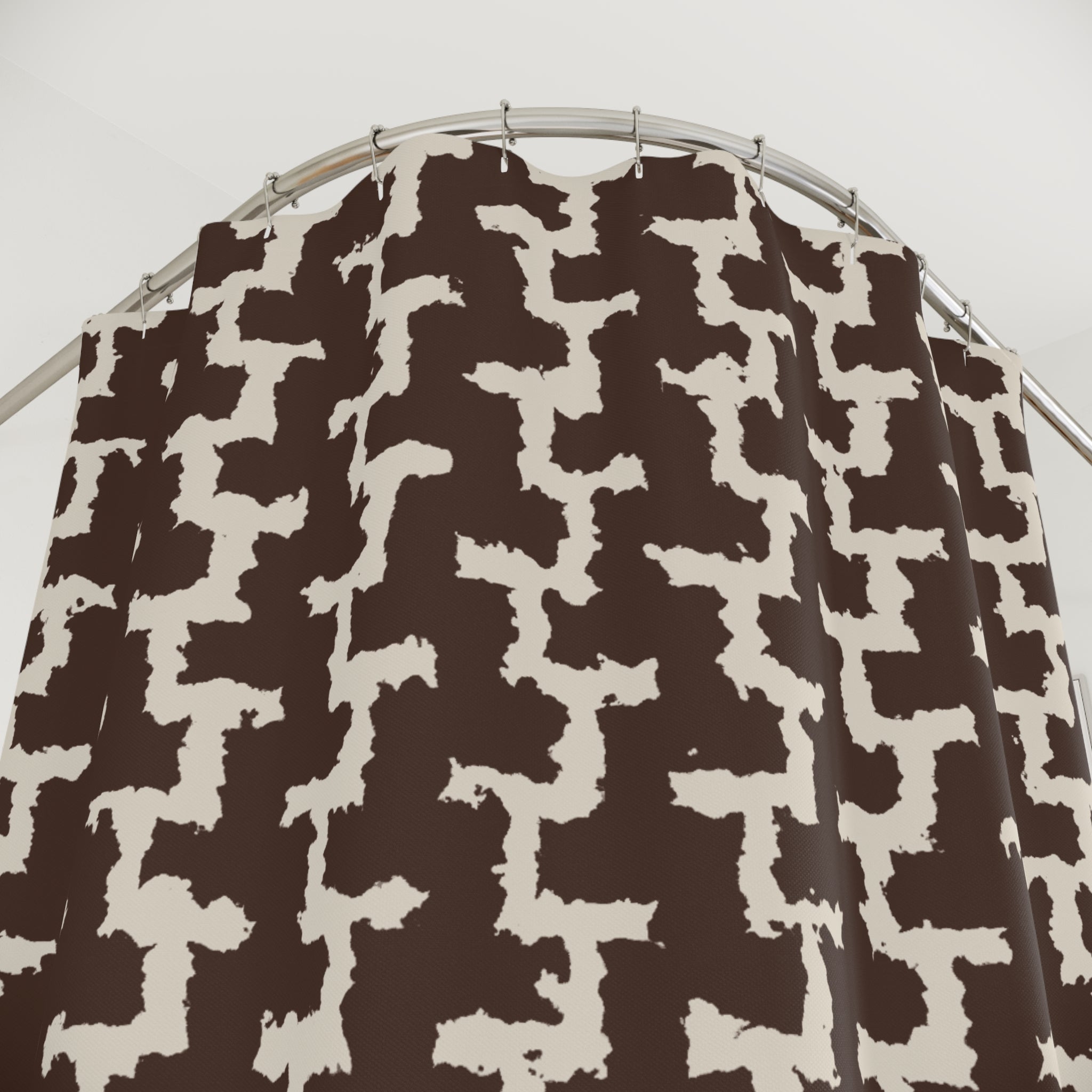 Brown Greek Key Shower Curtain — Chocolate Cream