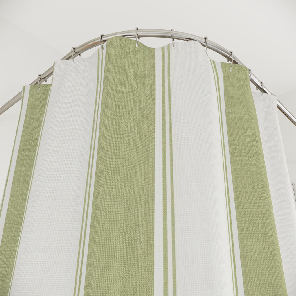 Green Tea Hotel Stripe Shower Curtain