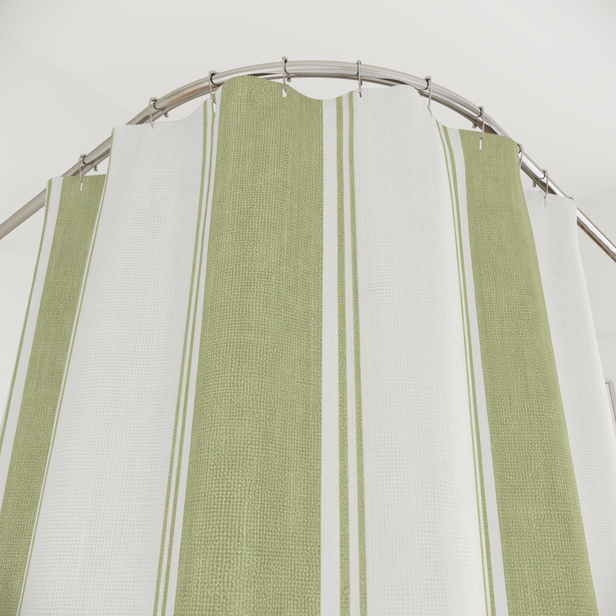 Green Tea Hotel Stripe Shower Curtain