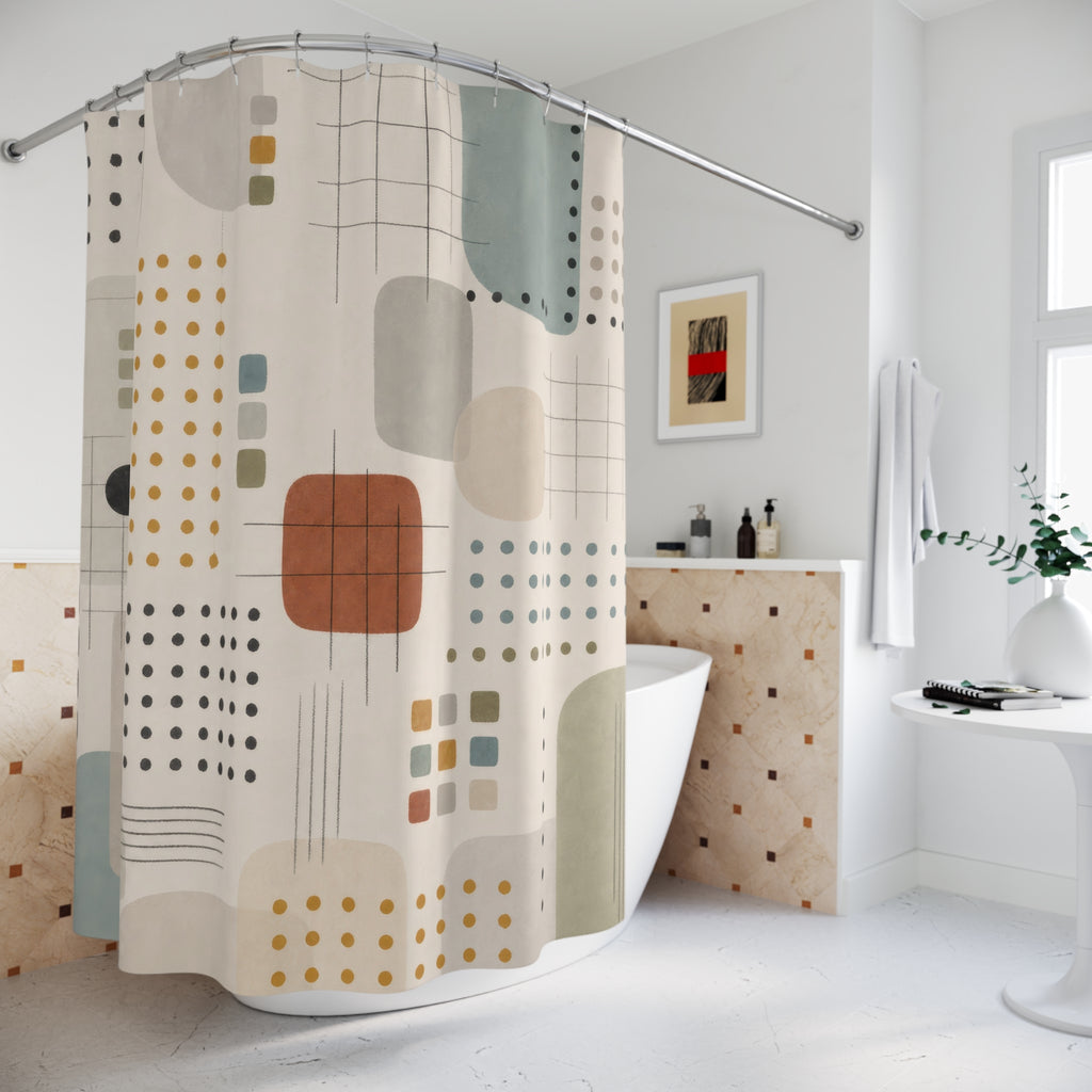 Soft Blue Geometric Shower Curtain