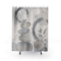 Zen Shower Curtain, Gray Stone Bath Decor, Stacked Pebble Spa Pattern, Neutral Guest Bathroom Decor, Calm Modern Spa Stone Neutral Style