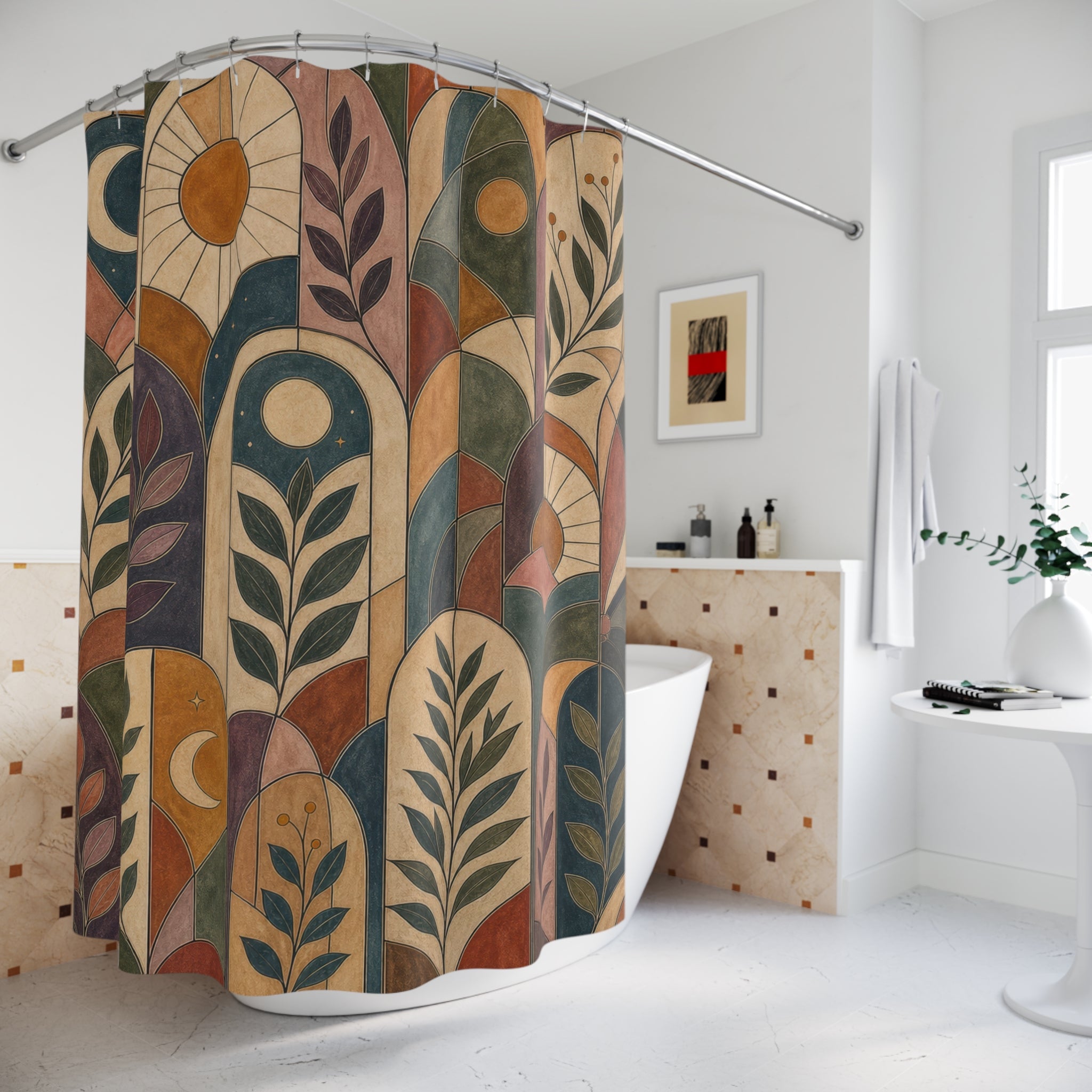 Modern Botanical Arch Shower Curtain