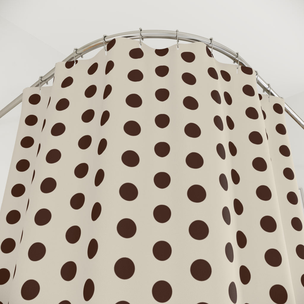 Oversized Chocolate Polka Dot Shower Curtain