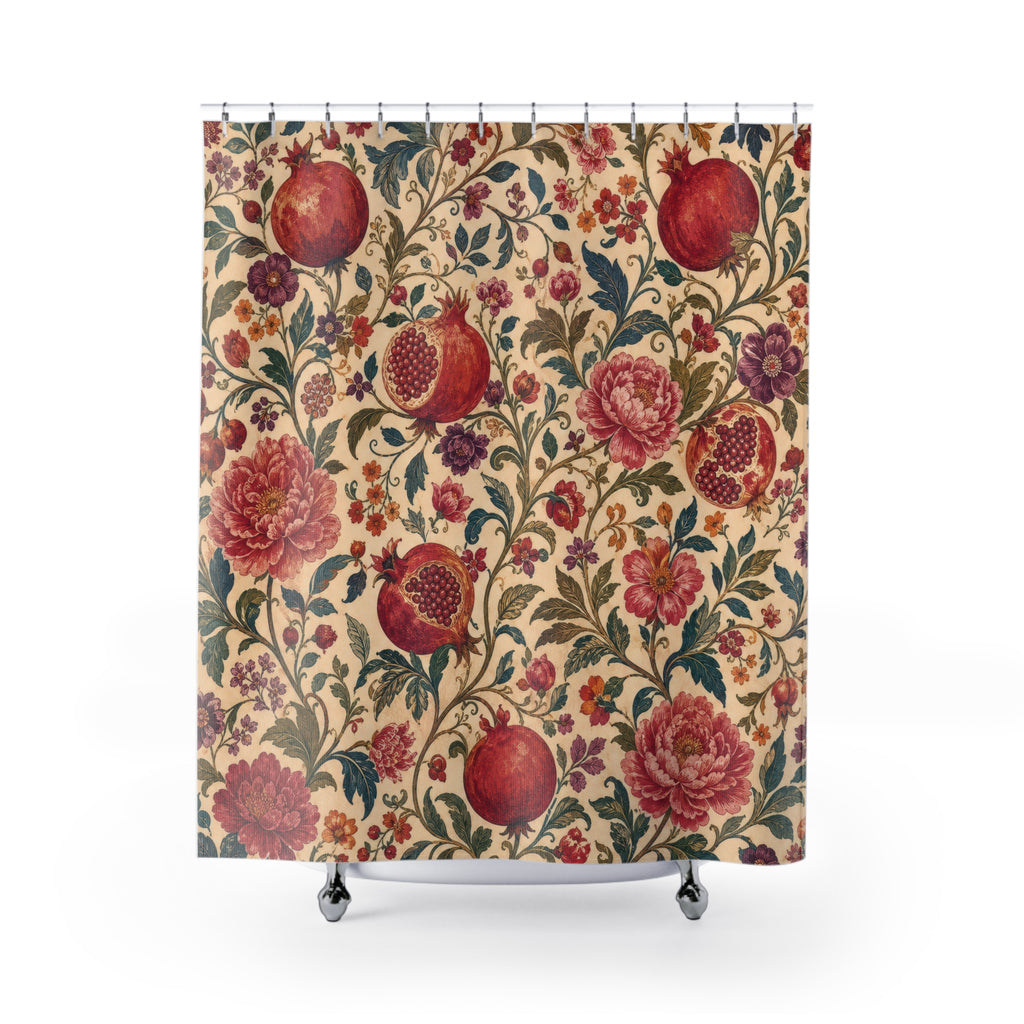 Pomegranate Garden Boho Floral Shower Curtain