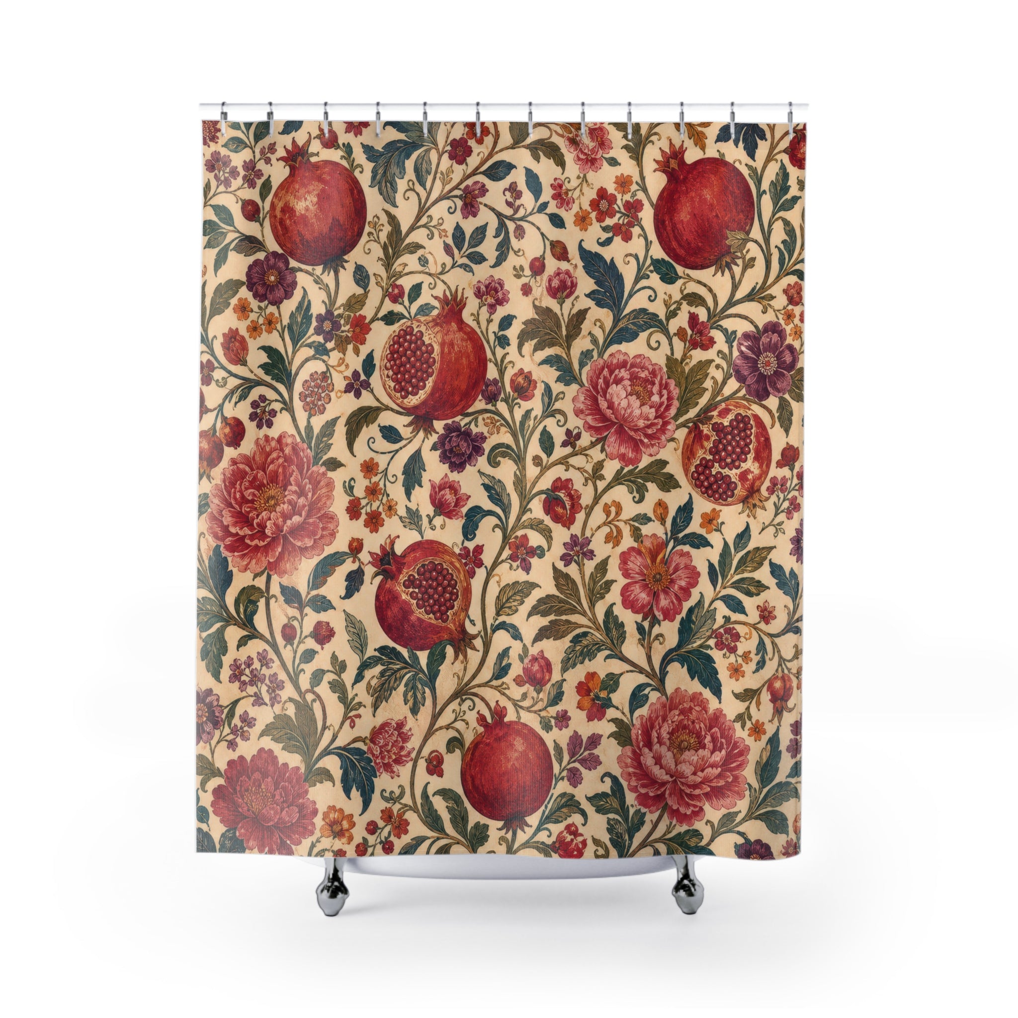 Pomegranate Garden Boho Floral Shower Curtain
