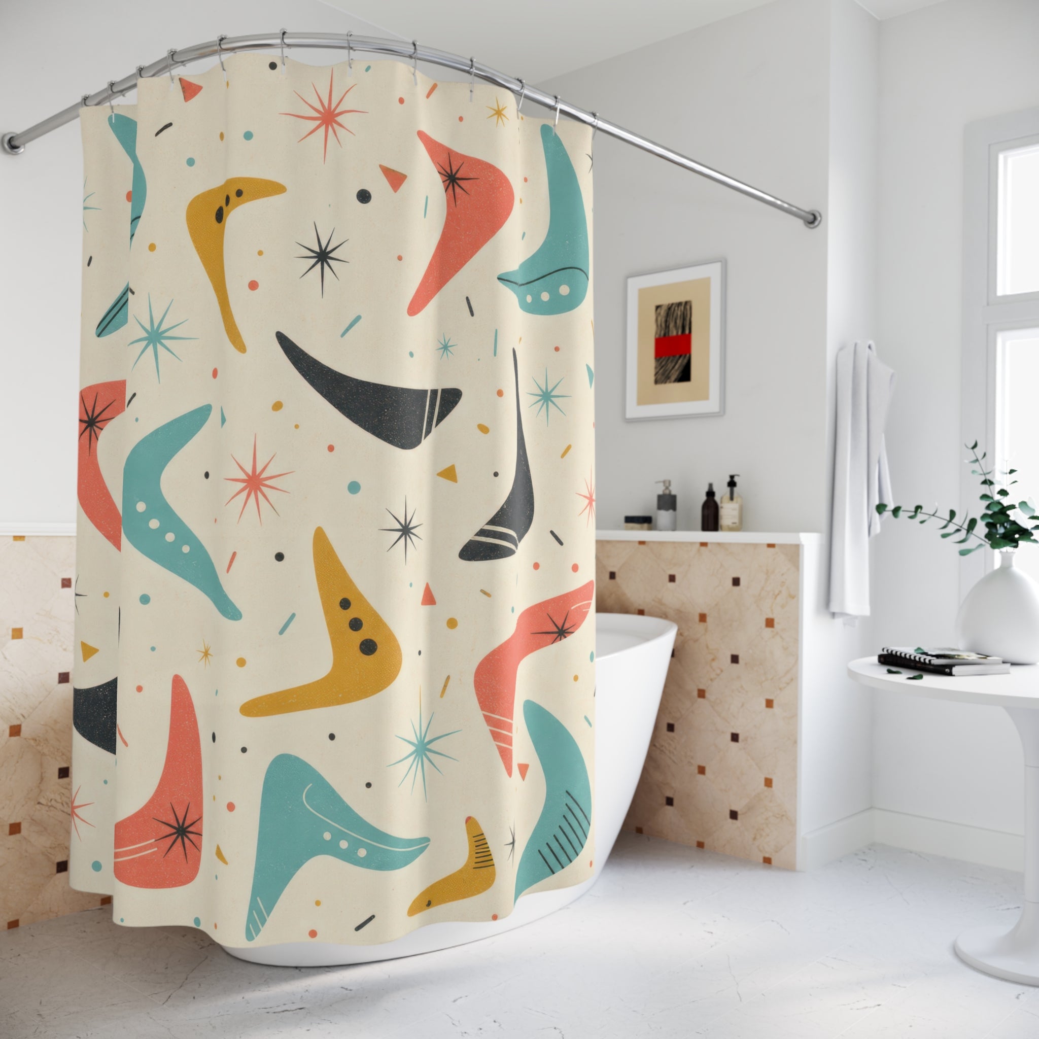 Atomic Boomerang Shower Curtain