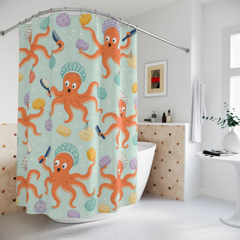 Octopus Shower Cap Shower Curtain