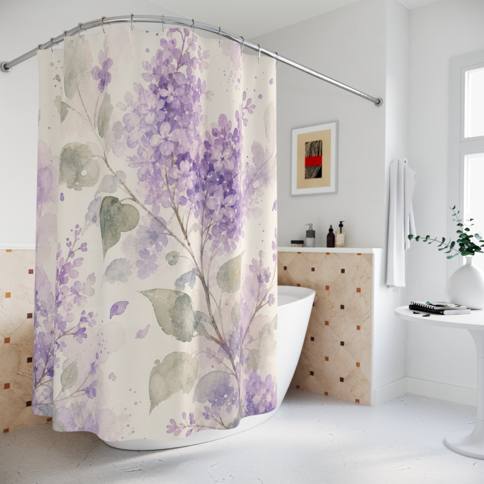 Lilac Purple Floral Shower Curtain