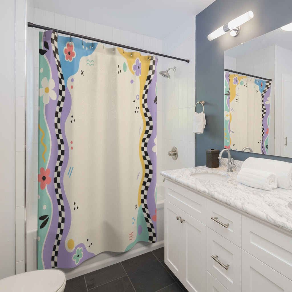90s Border Shower Curtain