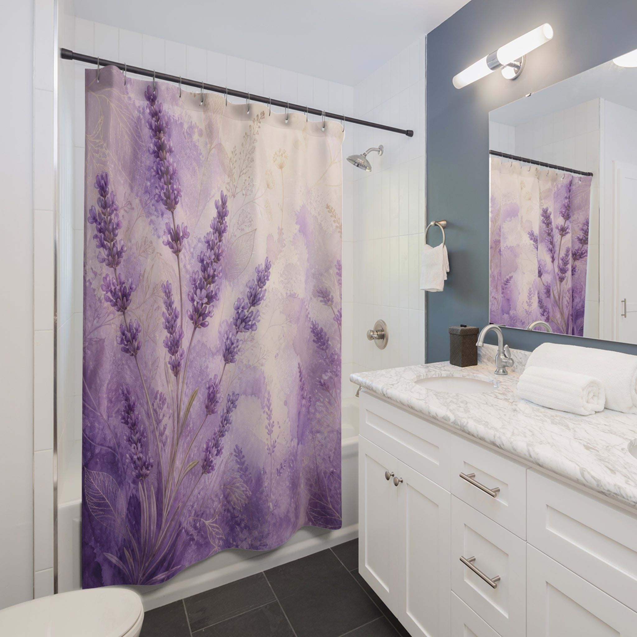 Lavender Shower Curtain: Purple Floral Watercolor Botanical