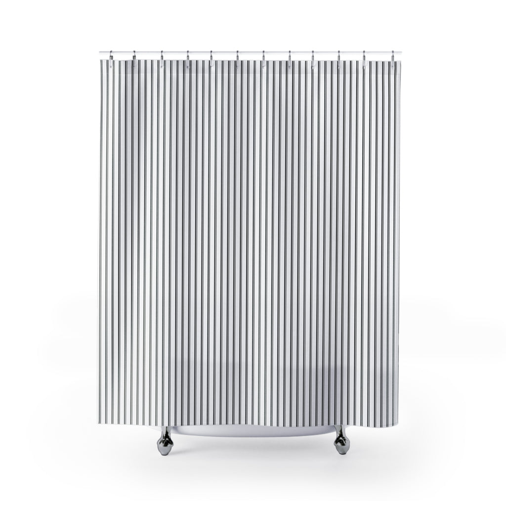 Black Pinstripe Shower Curtain