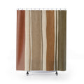 Striped Shower Curtain, Clay Olive Beige Vertical Stripe Pattern, Earth Tone Bathroom Decor, Modern Boho Guest Bath Style