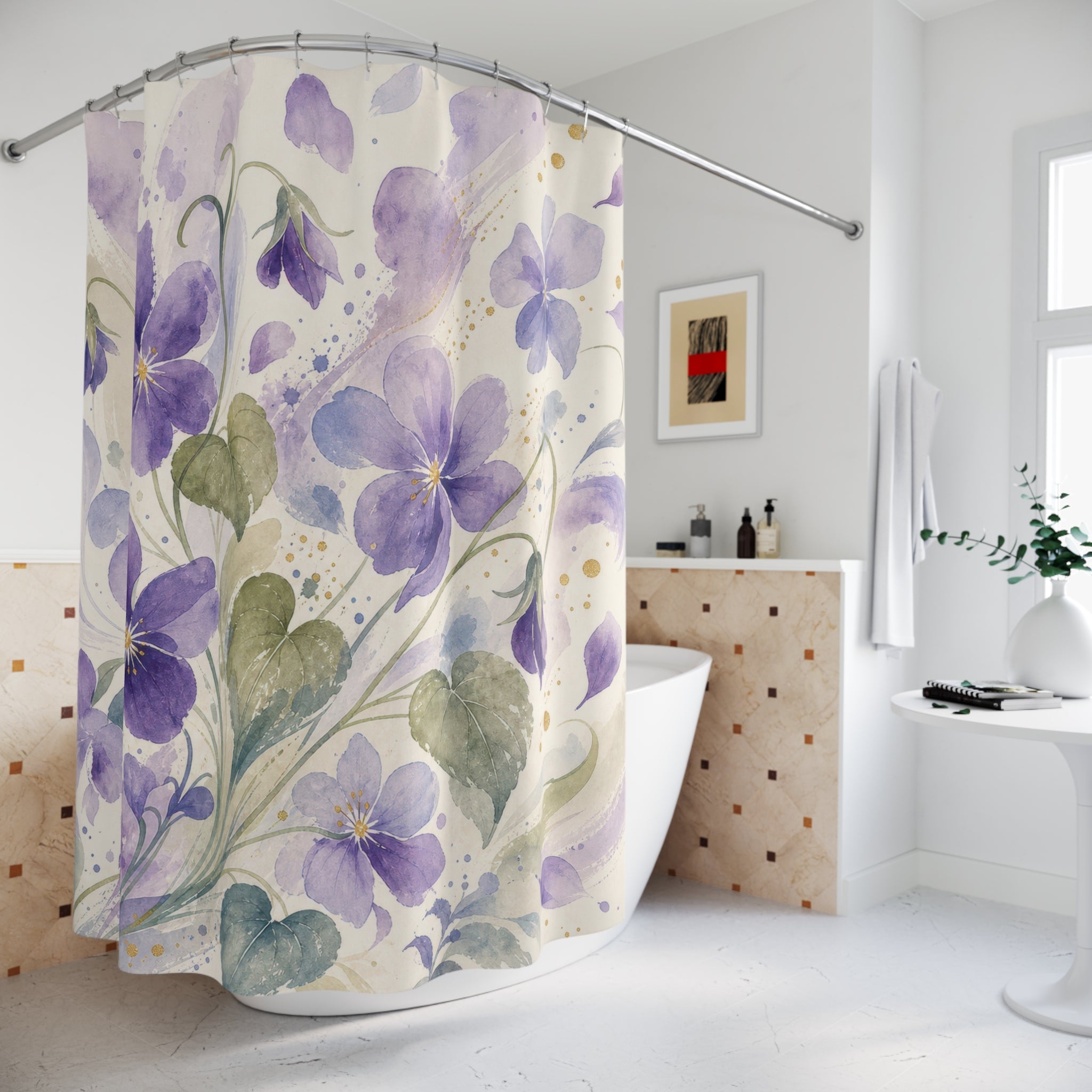 Purple Violet Flower Shower Curtain