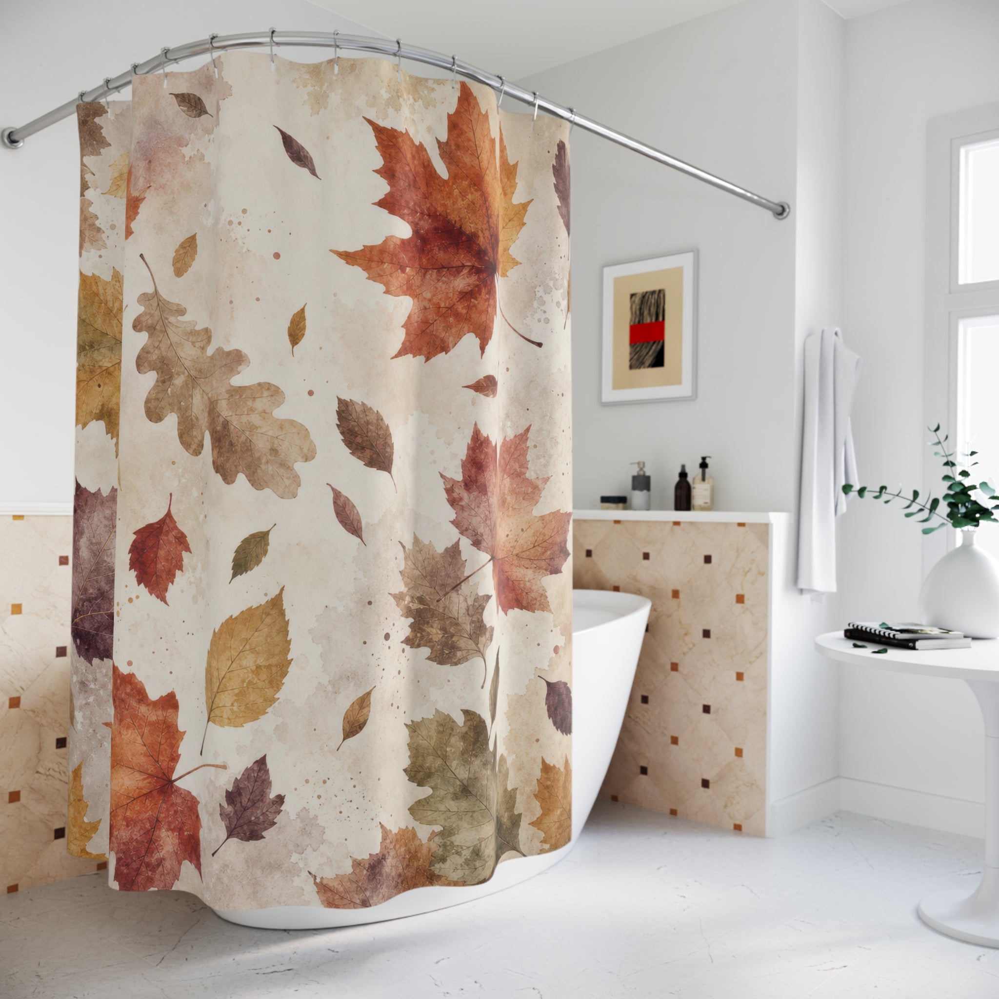 Autumn Leaf Watercolor Shower Curtain