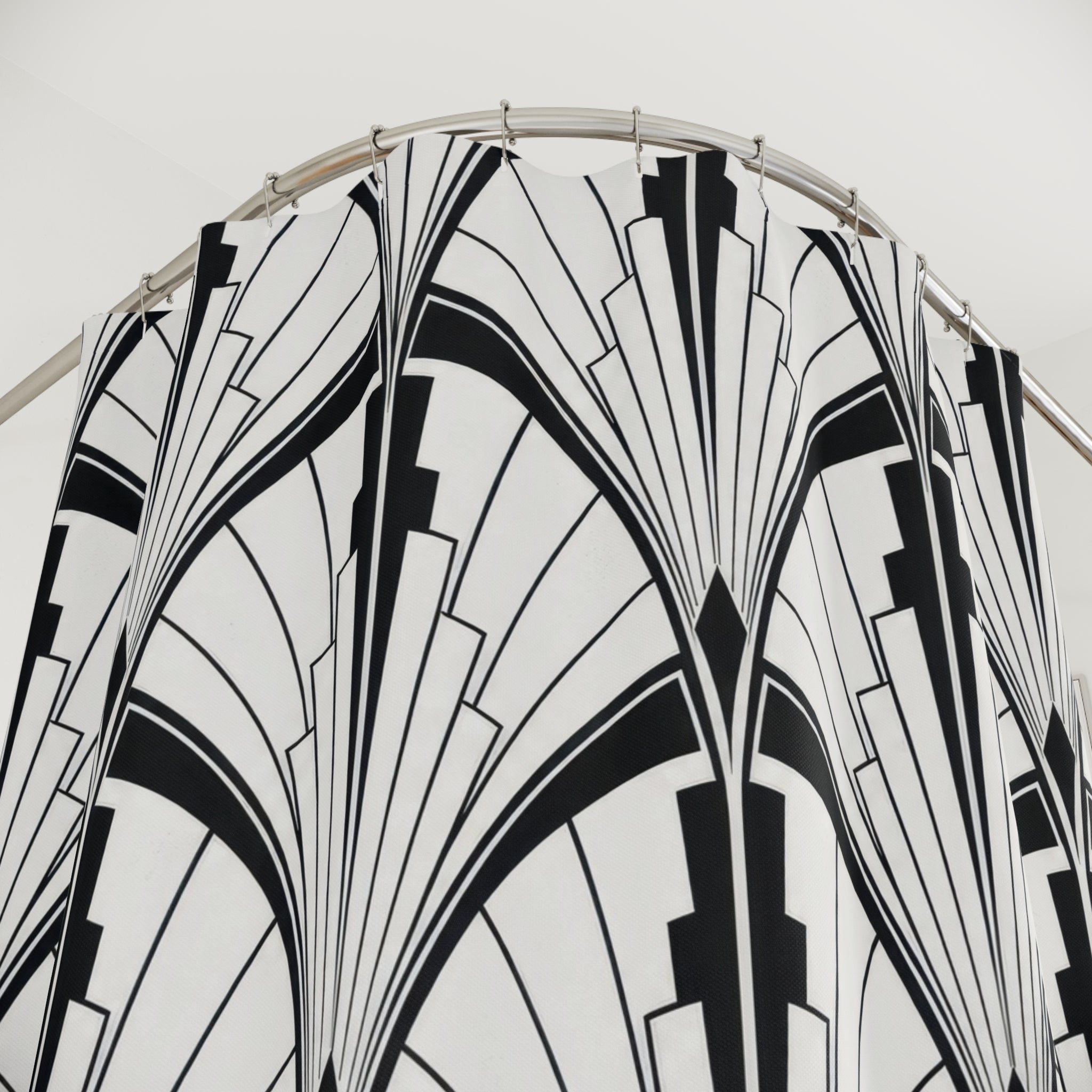 Black White Fan Arch Shower Curtain