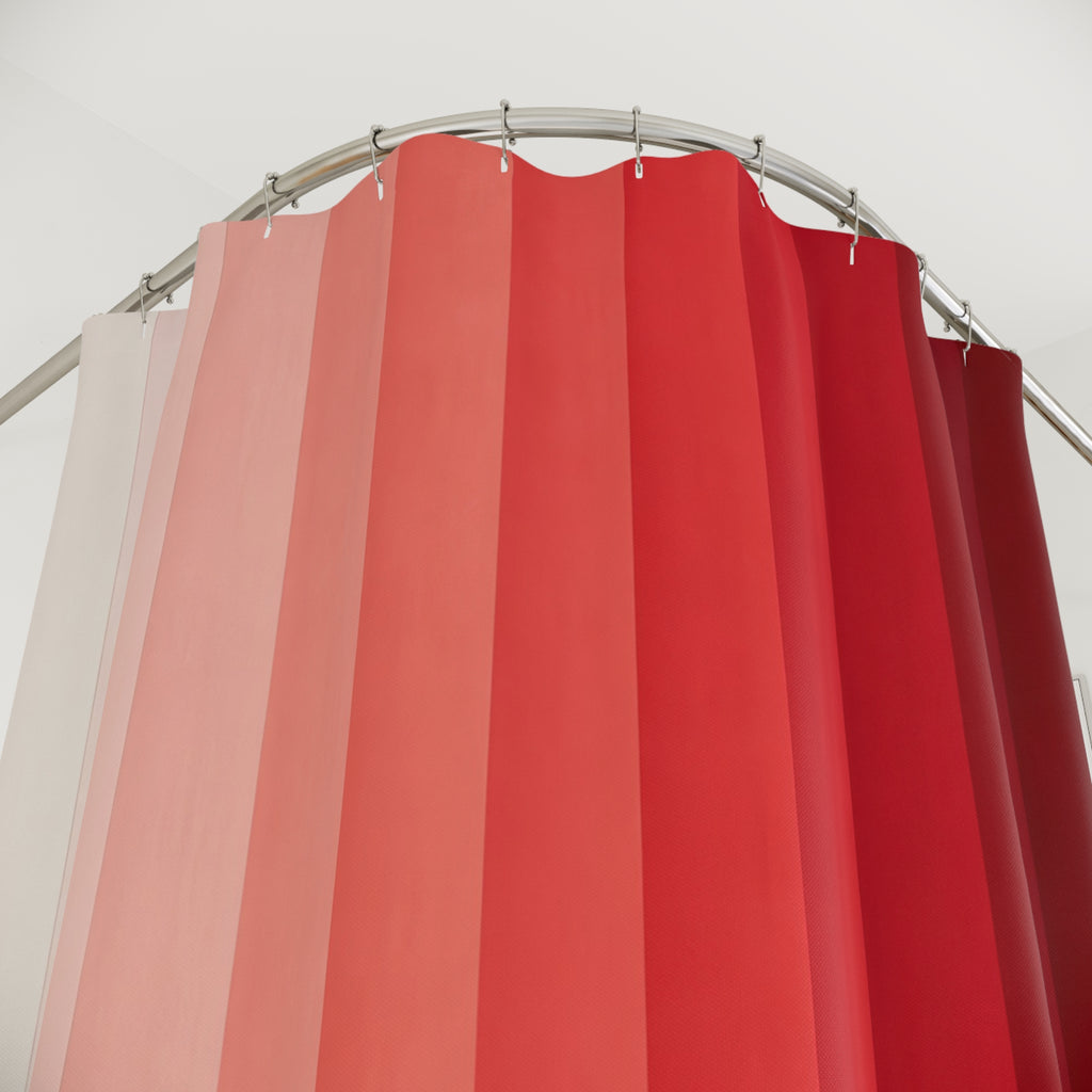 Ombre Crimson Shower Curtain, Crimson Wine Modern Bathroom Decor, Modern Stripe Bath Curtain, Guest Bath Decor, Small Bathroom Decor
