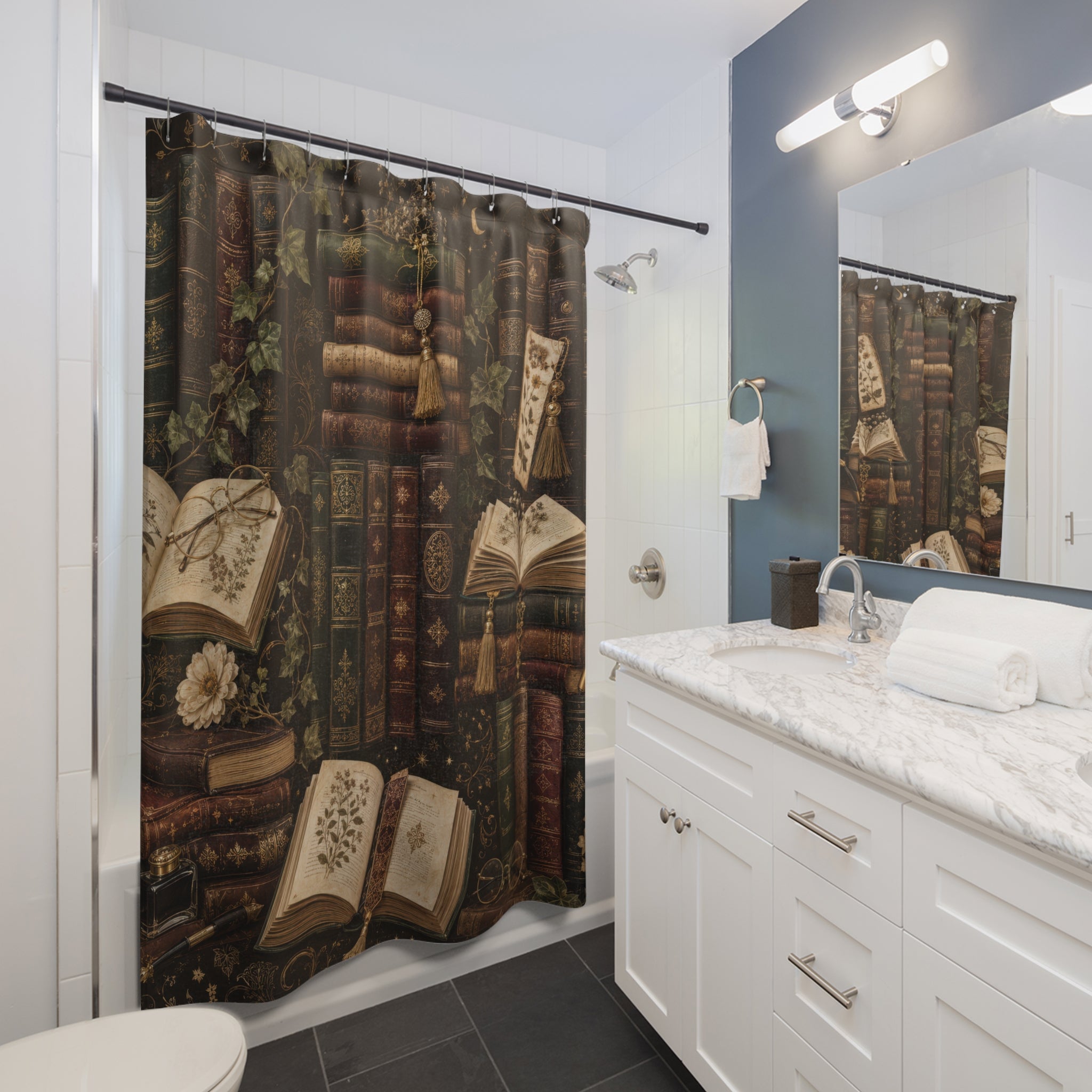 Book Shower Curtain: Vintage Library
