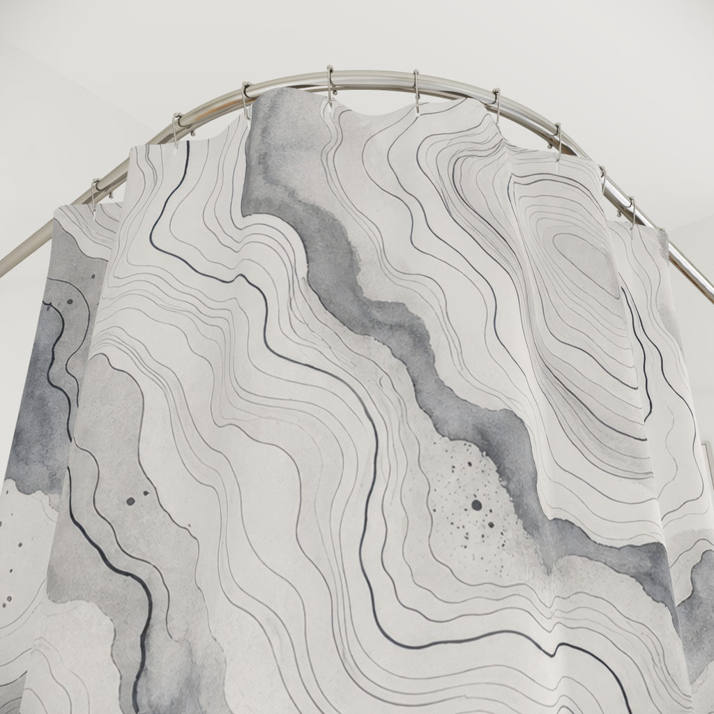 Grey Agate Marble Shower Curtain