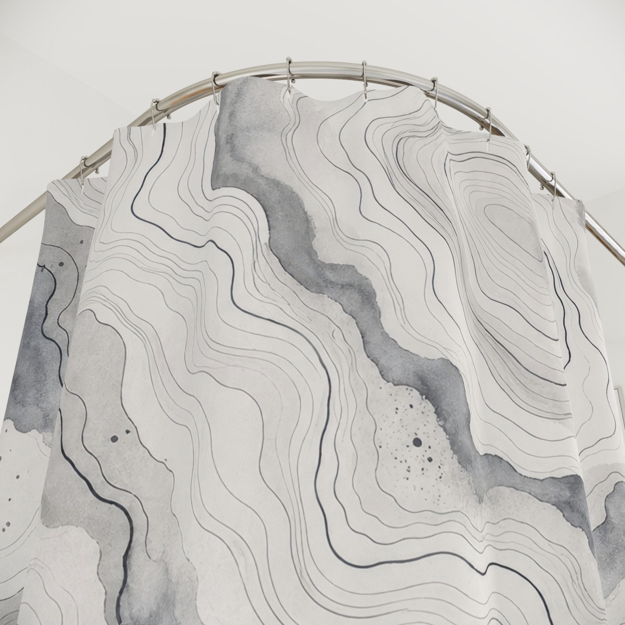 Grey Agate Marble Shower Curtain