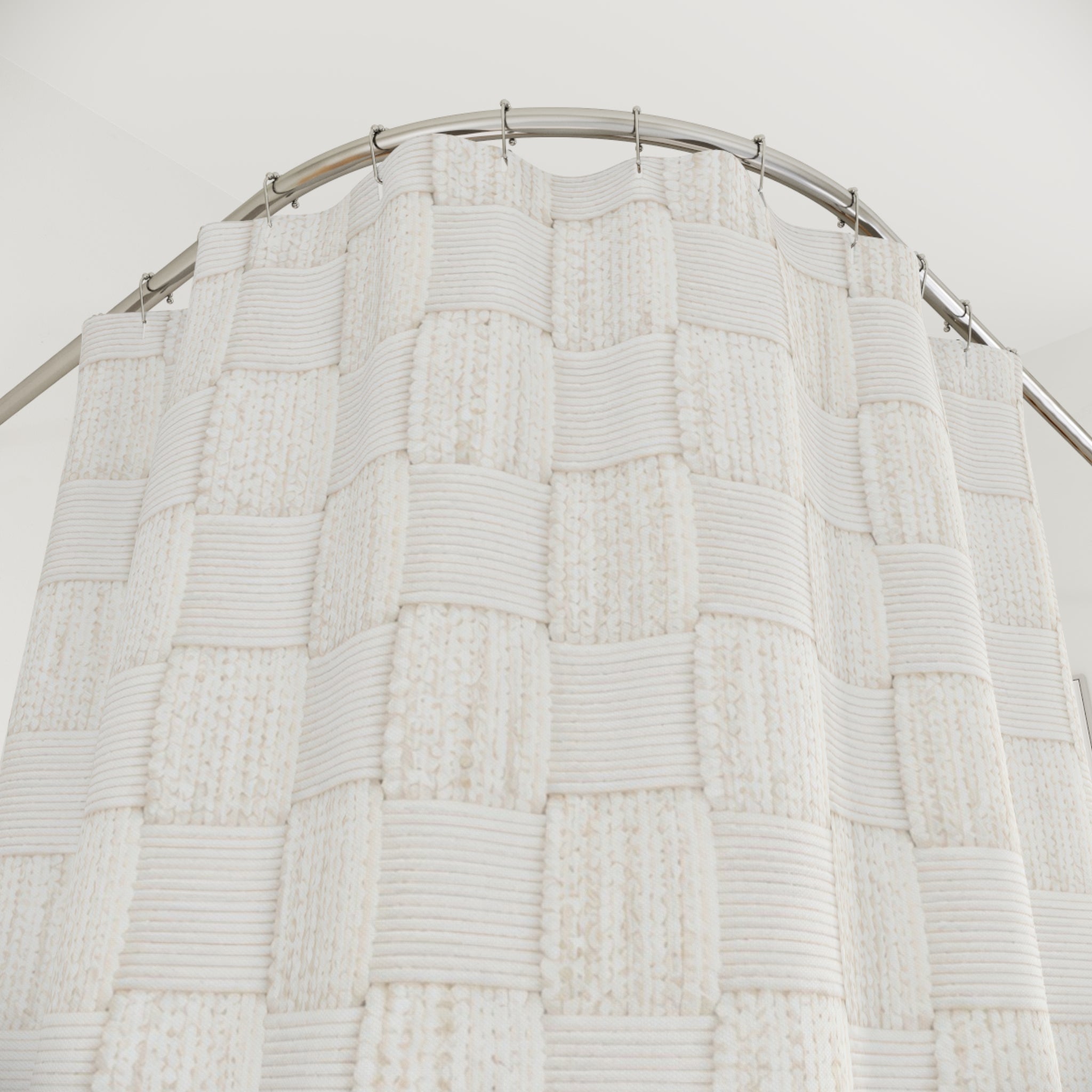 White Basketweave Look Shower Curtain