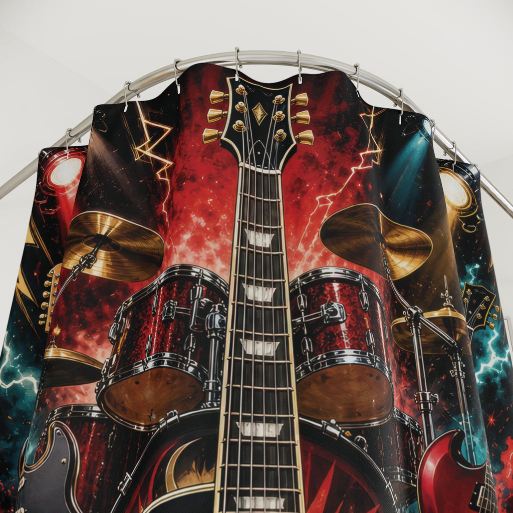 Rock and Roll Shower Curtain: Electric Guitar Music