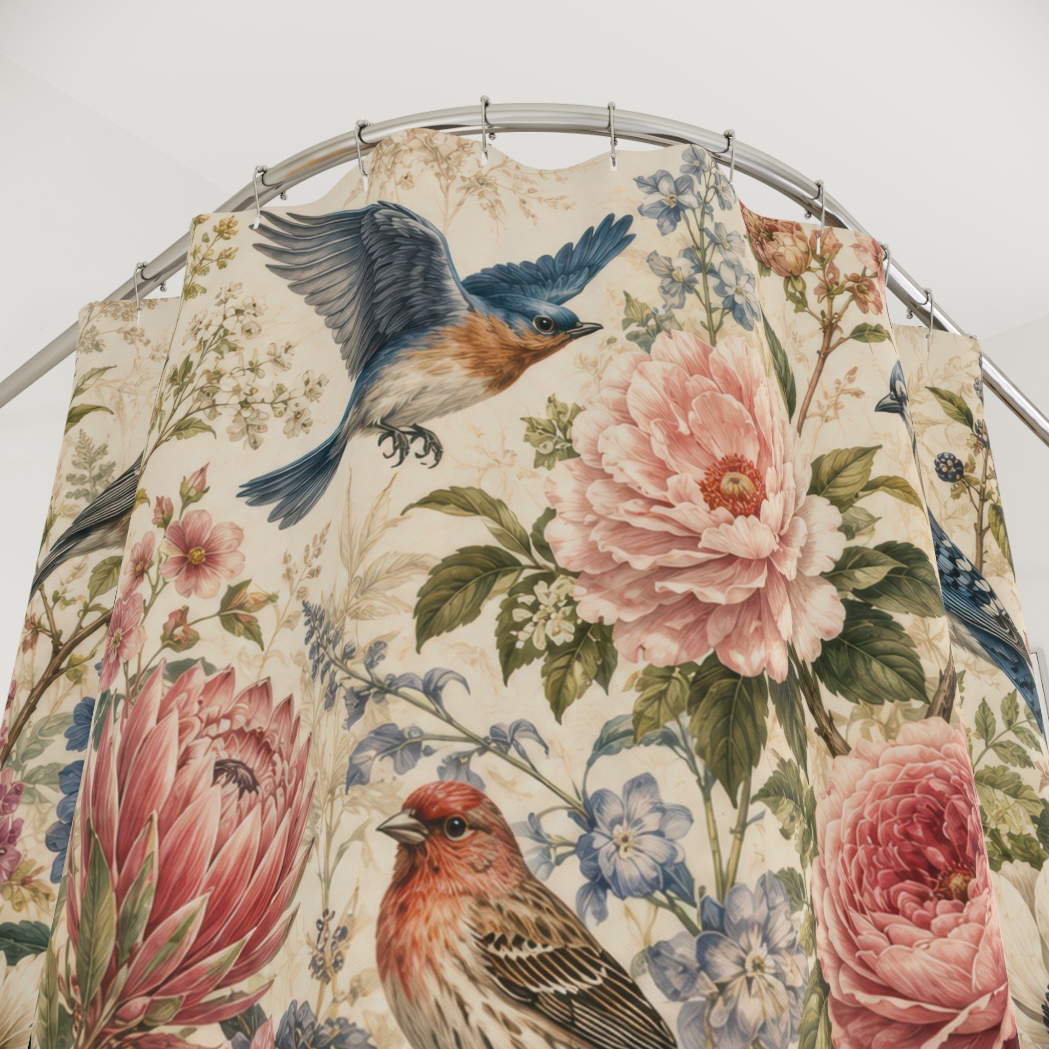 Vintage Floral Bird Shower Curtain