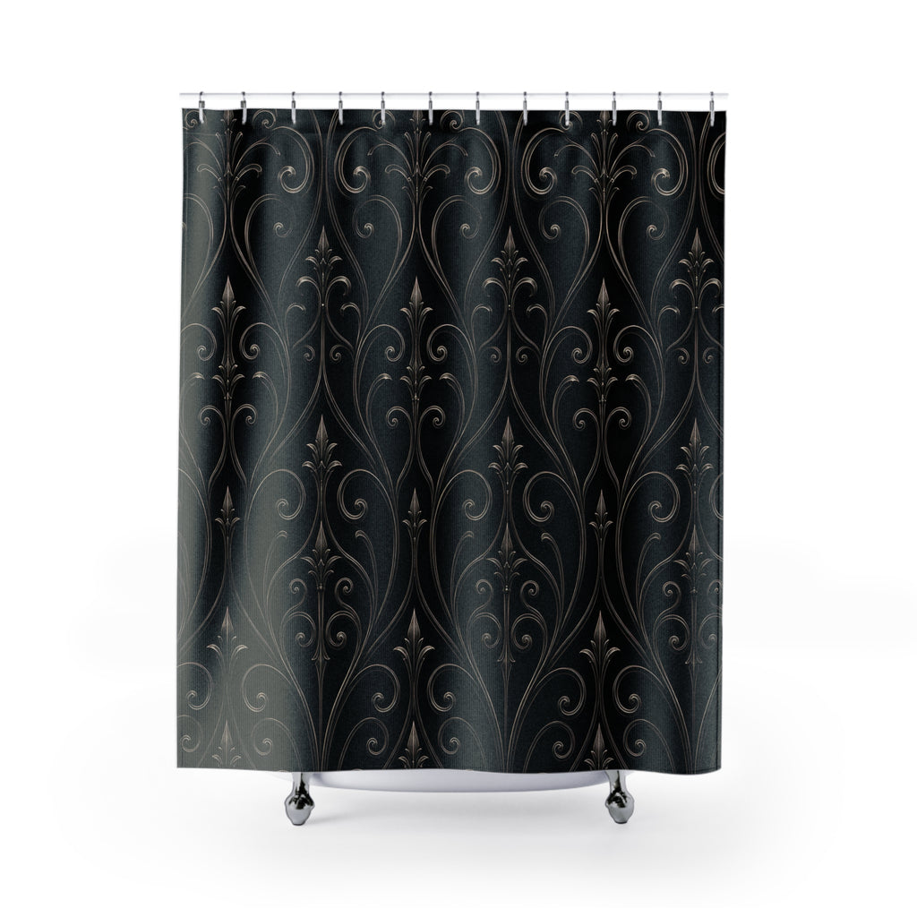 Black Victorian Ironwork Shower Curtain