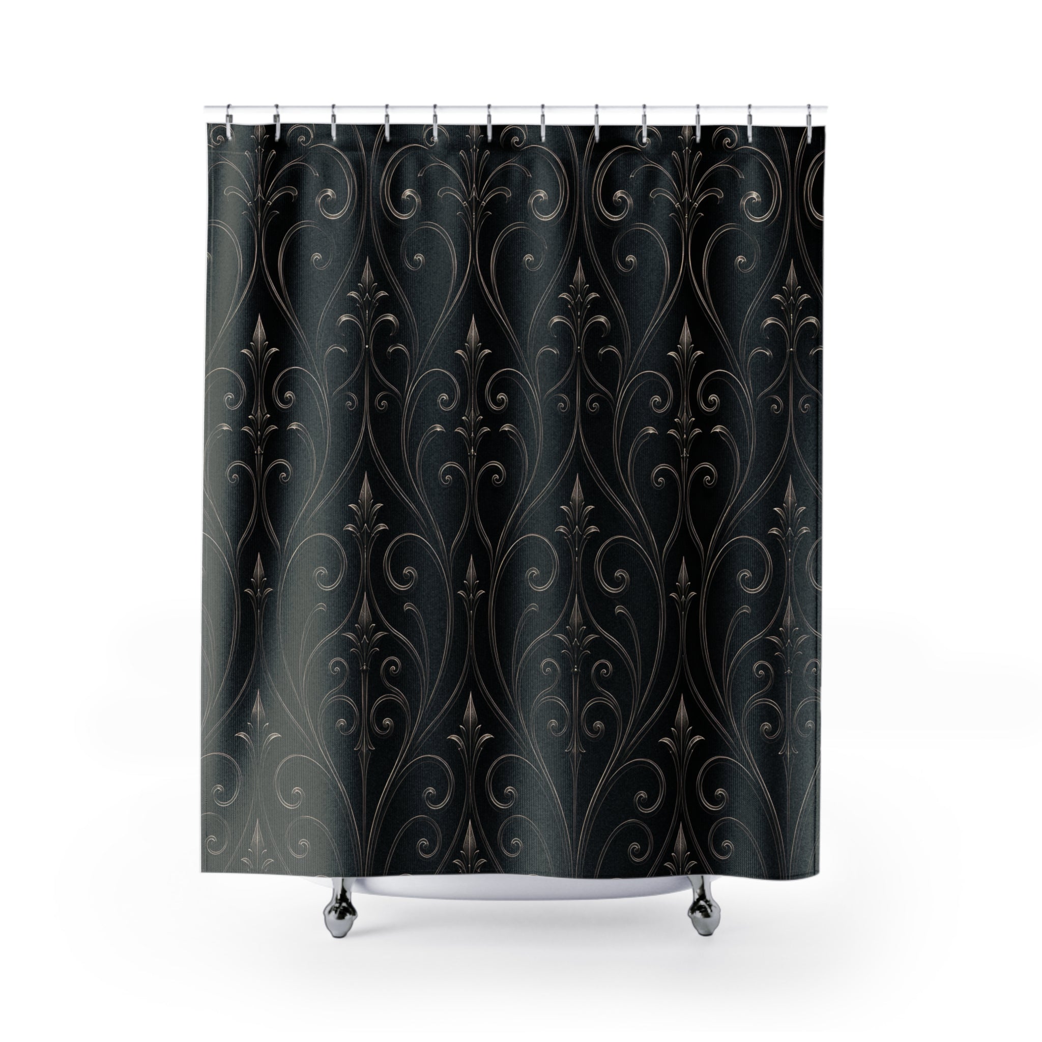 Black Victorian Ironwork Shower Curtain