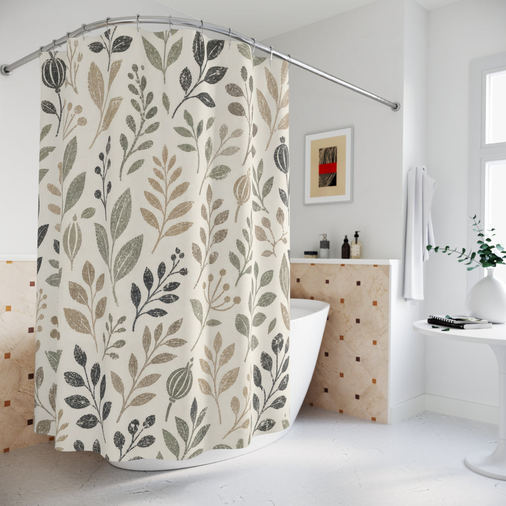 Sage Gray Leaf Vine Shower Curtain
