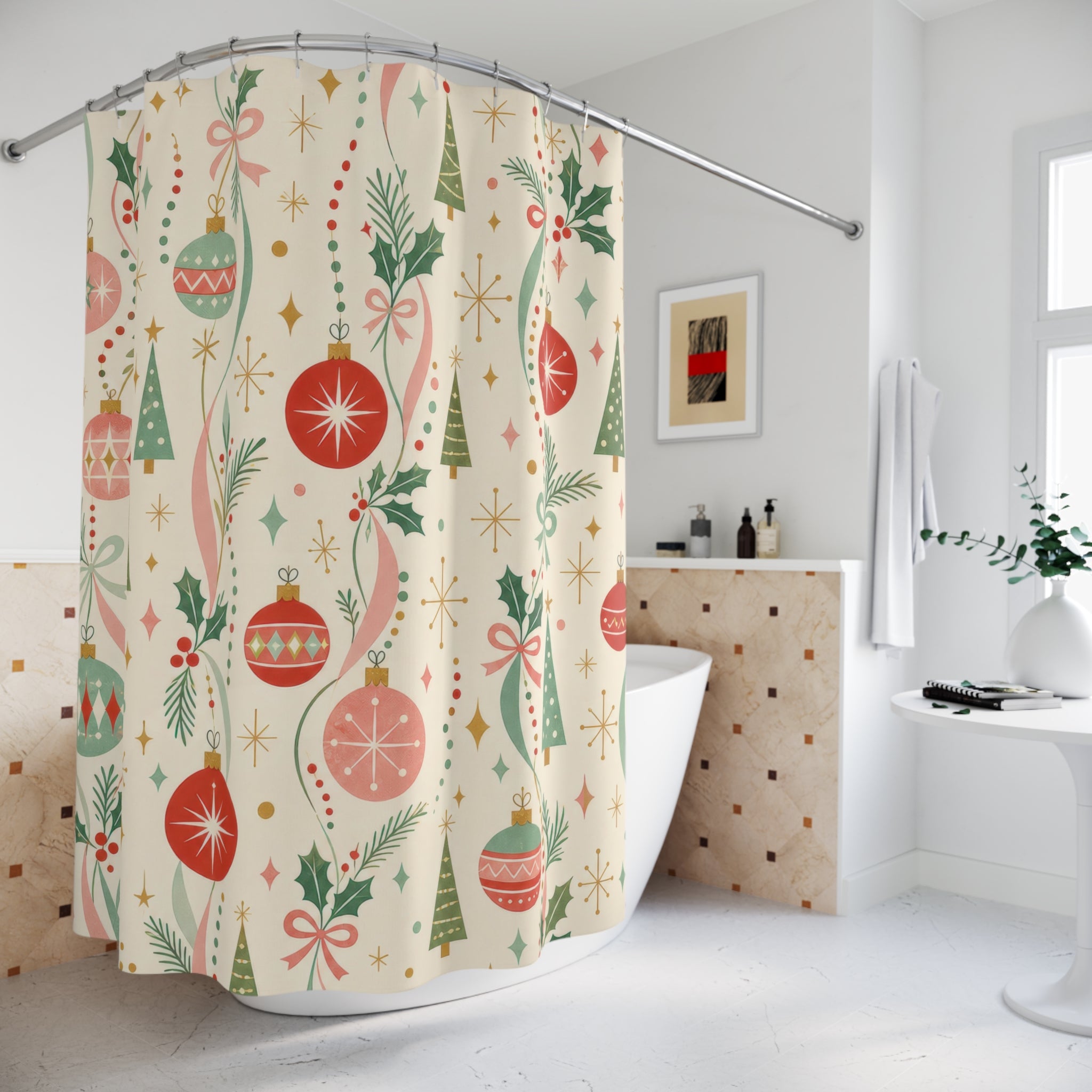 Retro Christmas Shower Curtain