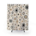 Black Beige Sun Moon Star Shower Curtain