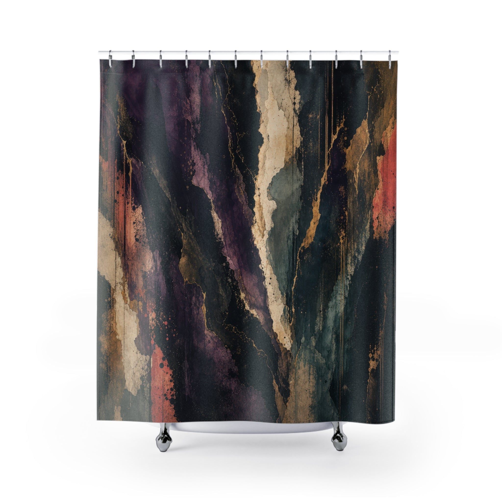 Purple Watercolor Cliffs Shower Curtain