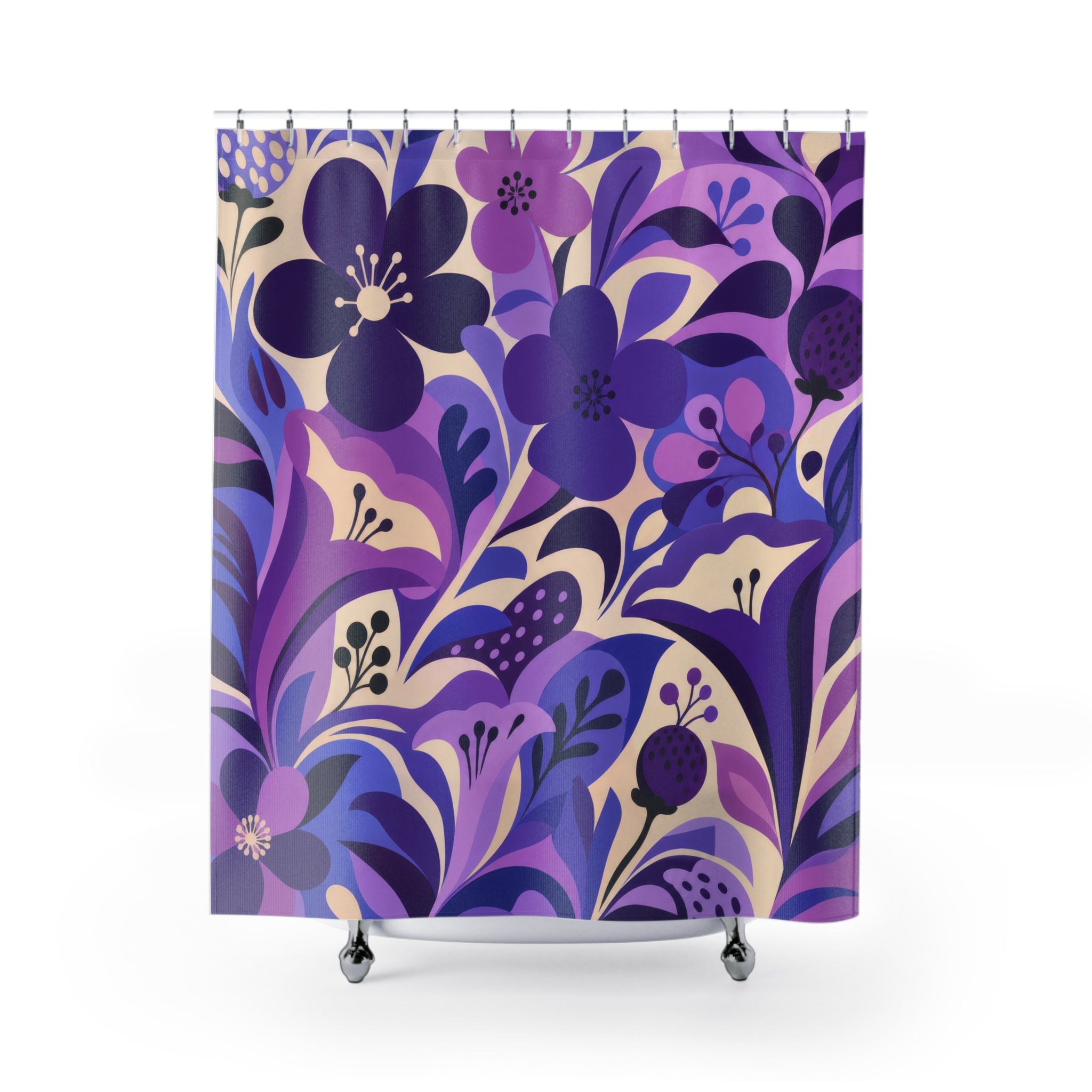 Purple Cut Paper Garden Shower Curtain
